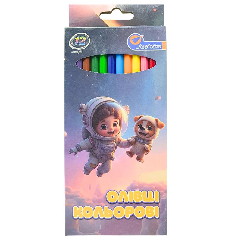 Олівці кольорові "JO" 12 кол. /1051-12A/ пластик "Spaceman" упаковка картон (1/12/240)