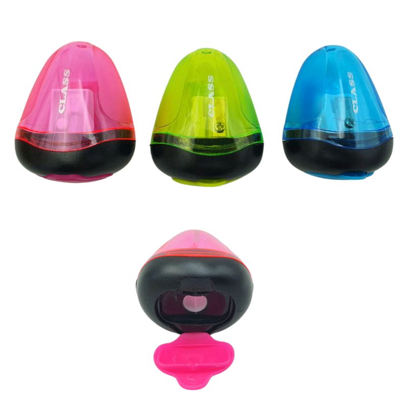Sharpener "CLASS" /4849С/ with container and lid, Flamy, mix, in display (20)