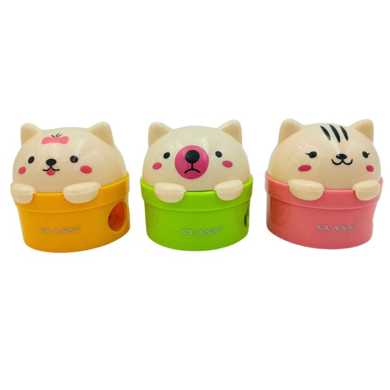 Sharpener "CLASS" /4857С/ with Kittens container, double, diam. 8 and 11mm, mix, in display (12)
