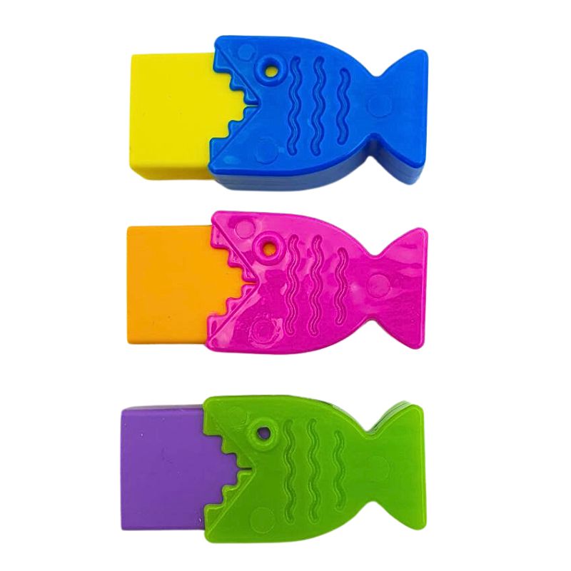Eraser "CLASS" /4986C/ with holder, Fish, in display, mix (12)