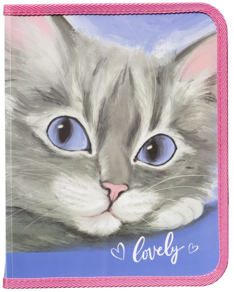 Папка на блискавці 3*19*25см "CLASS" /5629-24C/ об'ємна, "Lovely Cat" 500мкн PP
