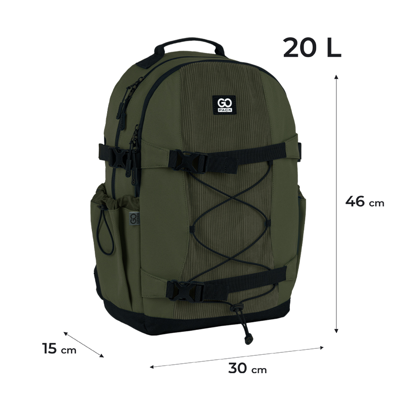 Backpack "GoPack" /GO25-186L-3/ Education Teens 186 khaki (1/10)
