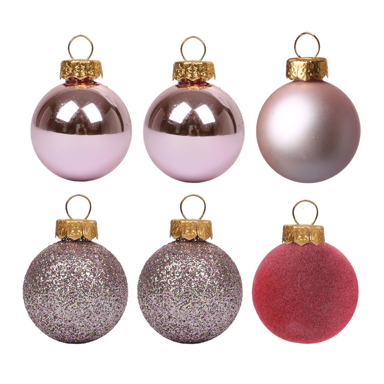 Set of Christmas balls "Yes! Fun" /975126/ plastic d- 8cm, 6 pcs in a tube, powder pink