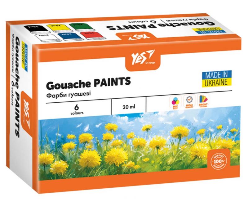 Gouache "YES" 6 col. 20 ml /230430/ "Orange Line" (1/24)