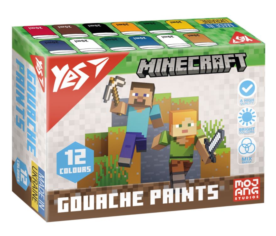 Gouache "YES" 12 col. 20 ml /230407/ "Minecraft" (1/12)