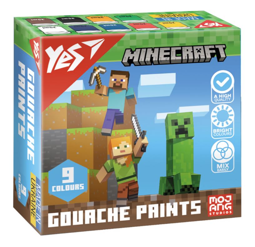 Gouache "YES" 9 col. 20 ml /230406/ "Minecraft" (1/18)