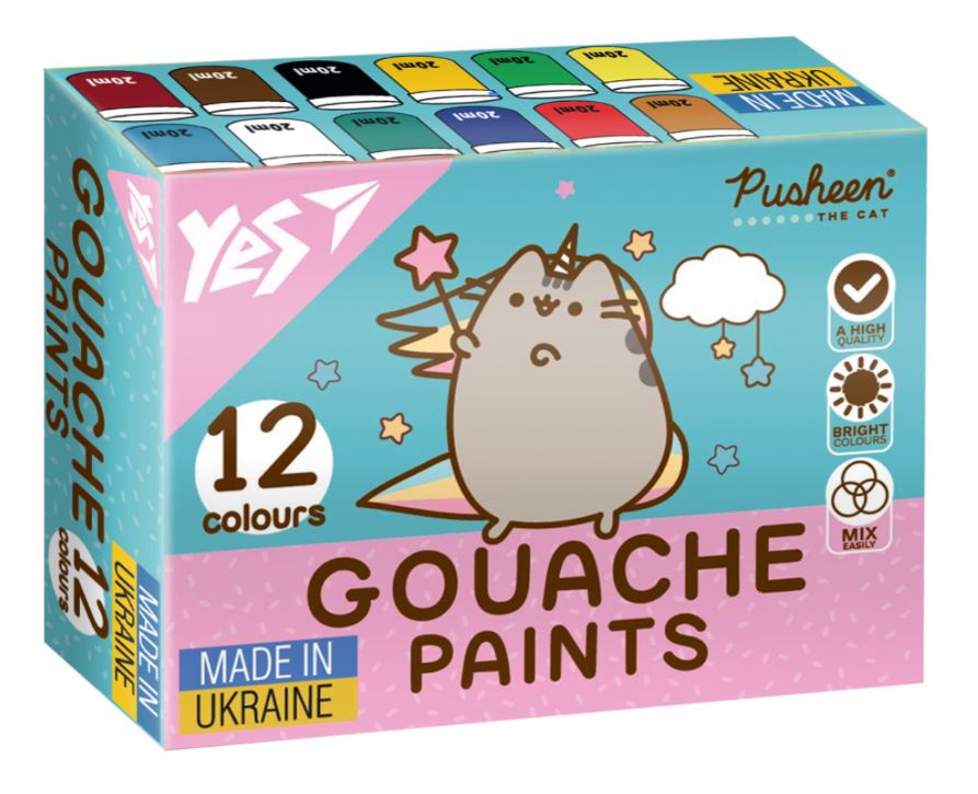 Gouache "YES" 12 col. 20 ml /230402/ "Pusheen" (1/12)