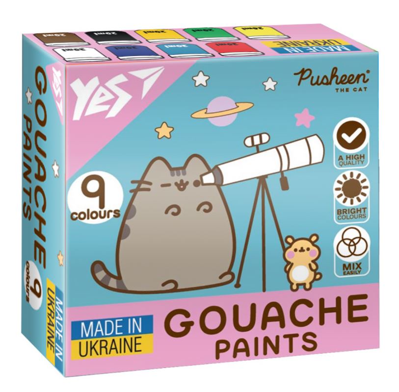 Gouache "YES" 9 col. 20 ml /230401/ "Pusheen" (1/18)
