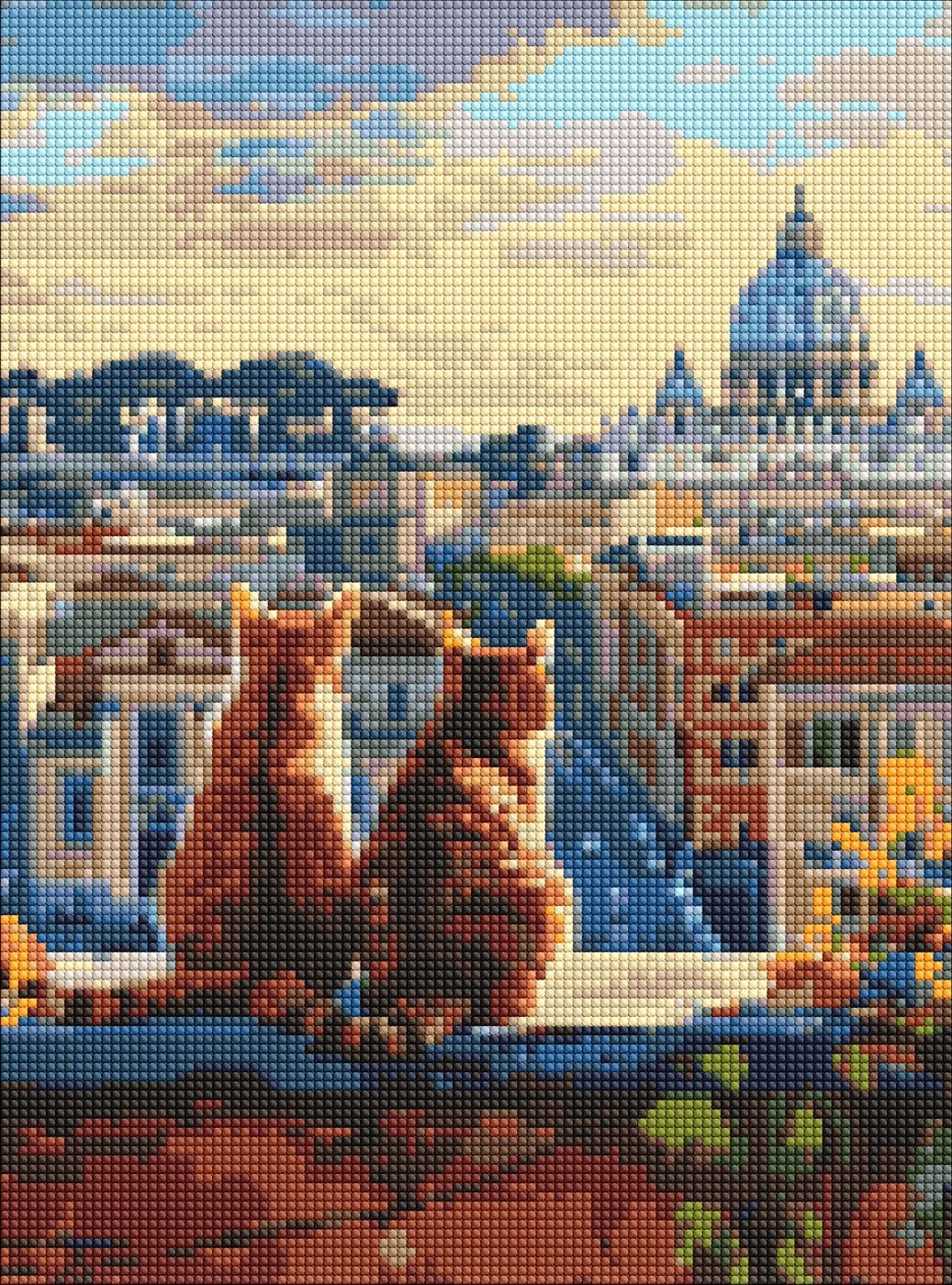 Алмазна мозаїка "Ідейка" /AMO8146/ "Котики у Римі" 30*40см