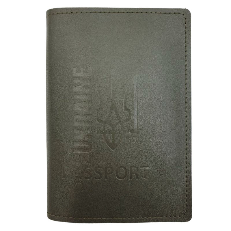 Passport cover "4PROFI" /19850/530/ leatherette, Passport Ukraine Trident khaki embossing