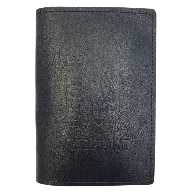 Passport cover "4PROFI" /21422/514/ leatherette, Passport Ukraine Trident black embossing