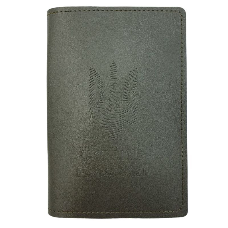 Cover Passport "4PROFI" /19852/111/ leatherette, Ukraine passport Trident stroke khaki embossing