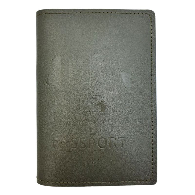 Passport cover "4PROFI" /19853/476/ leatherette, Rassport UA on the khaki embossing map