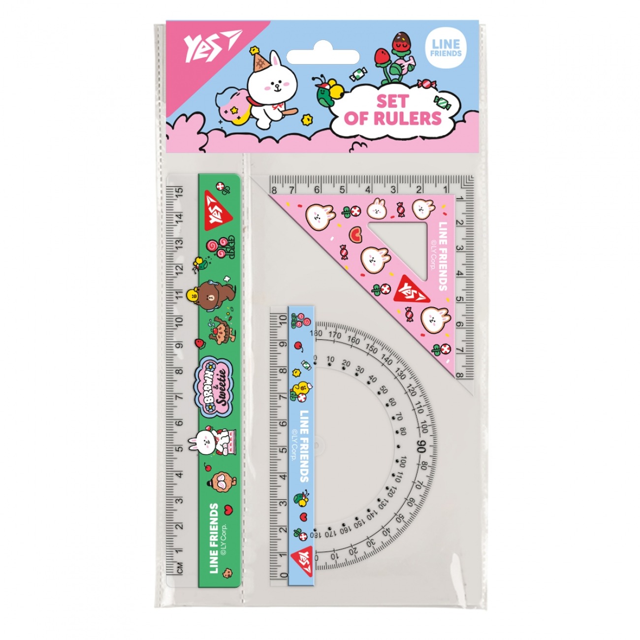 Set of rulers "Yes" /370676/ "Line friends" line 15; trick. 8*8; transp./ transparent color (1/25/400)