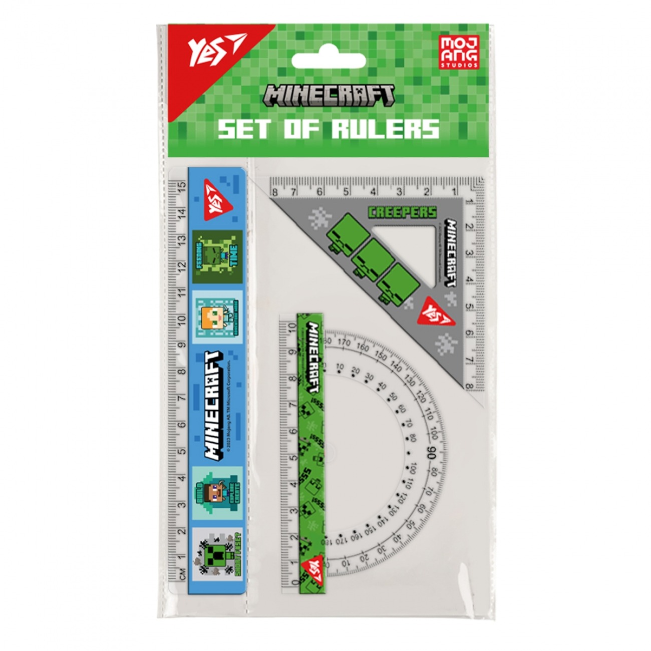 Set of rulers "Yes" /370674/ "Minecraft" line 15; trick. 8*8; transp./ transparent color (1/25/400)