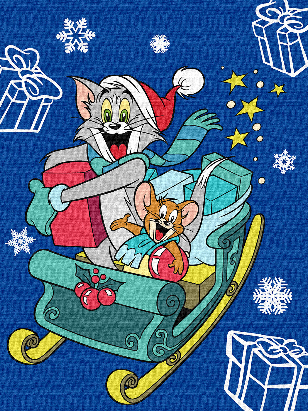 Painting by numbers "Ideyka" /KHO6859/ "Tom and Jerry: on a sled" 30*40cm