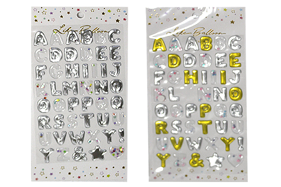 Embossed plastic stickers /YD-C001-006/ 11*23cm "English alphabet" (12)