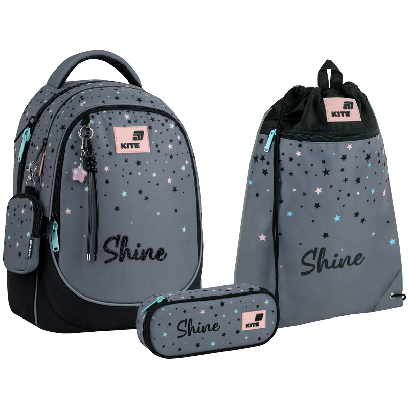 "Kite" set /SET_K26-700M-2/ backpack + pencil case + shoe bag 700 Shine (1/6)