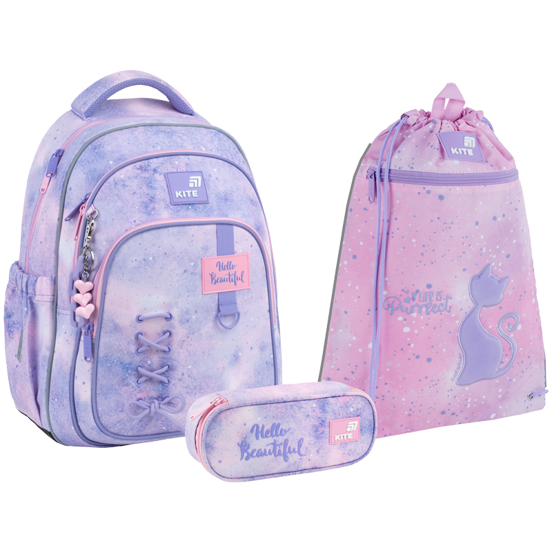 "Kite" set /SET_K26-763M-1/ backpack + pencil case + shoe bag 763M Fancy (1/6)