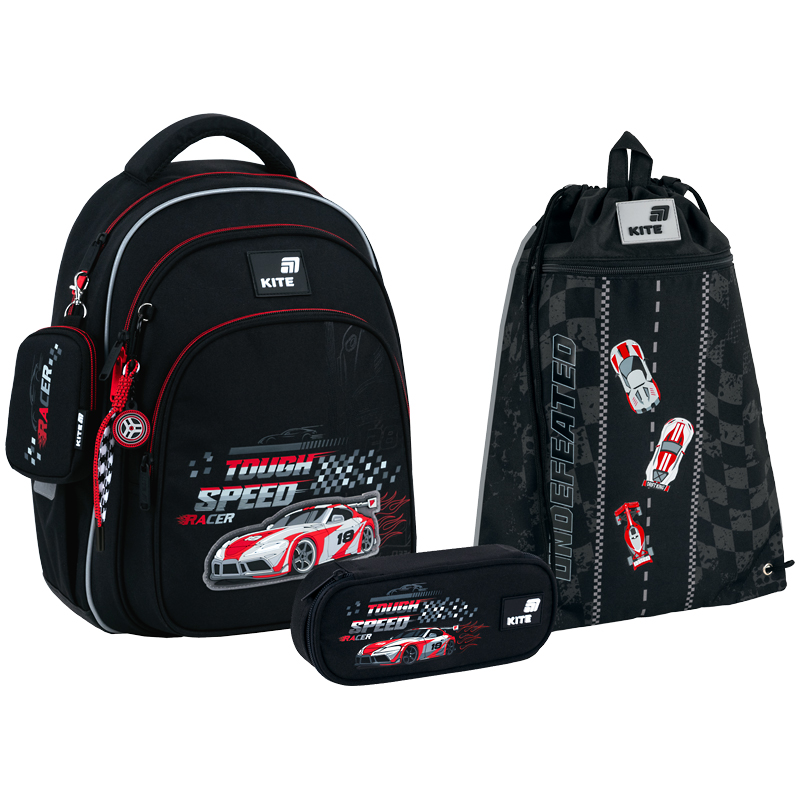 "Kite" set /SET_K26-763S-2/ backpack + pencil case + shoe bag 763S Speed Racer (1/6)