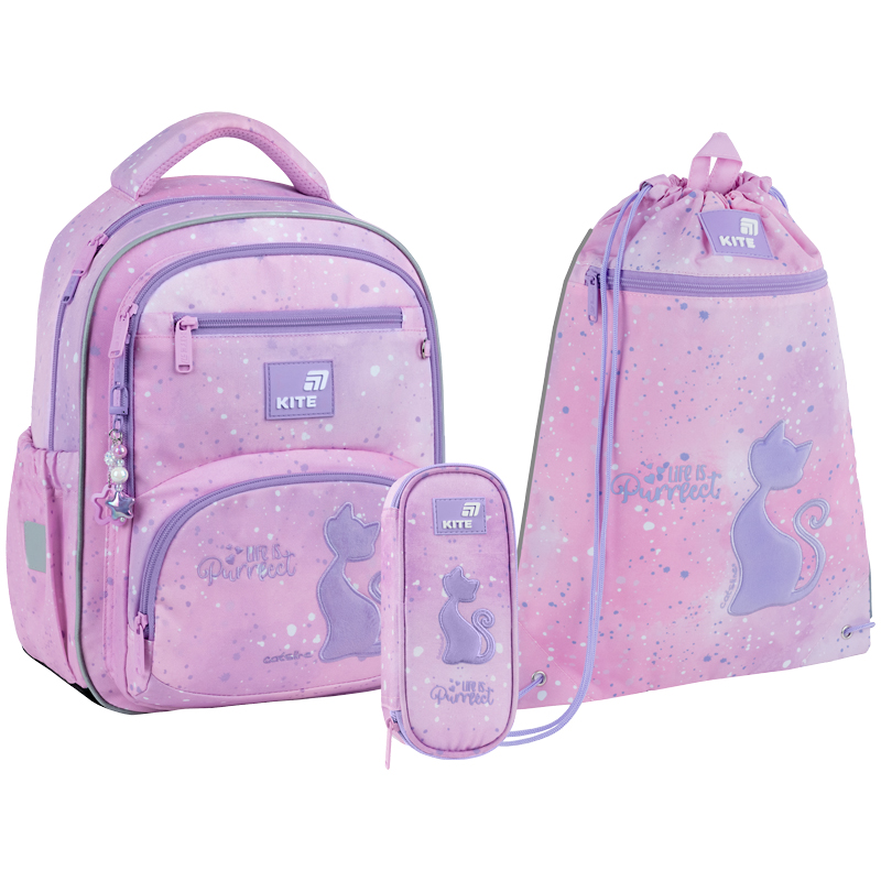 "Kite" set /SET_K26-773M-1/ backpack + pencil case + shoe bag 773 Catsline (1/6)