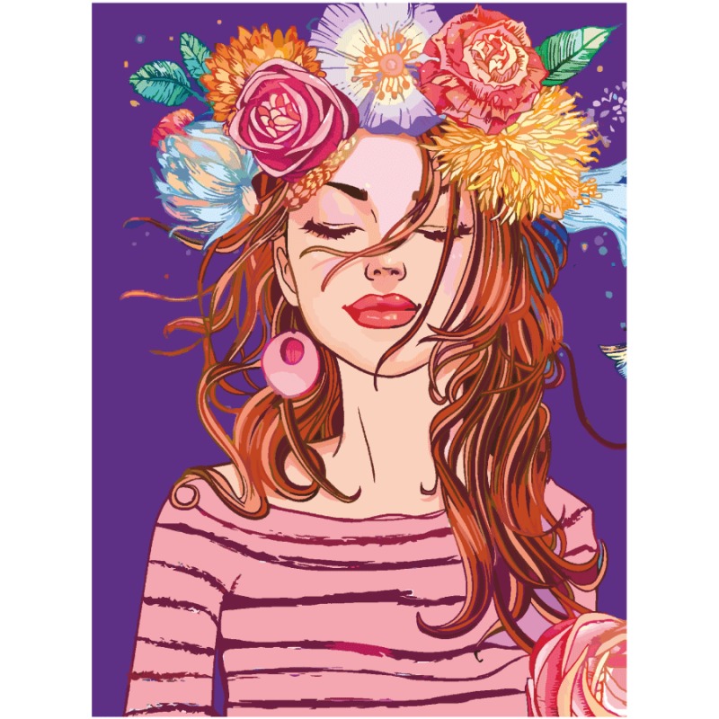 Painting on cardboard with outline "ROSA START" 30*40 "Girl in a wreath" WITHOUT PAINTS /GPA284316/867/