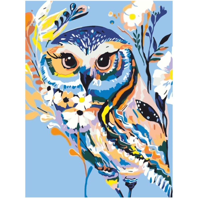 Painting on cardboard with outline "ROSA START" 30*40 "Mysterious owl" WITHOUT PAINTS /GPA284317/836/