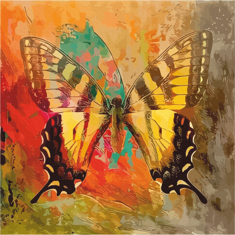 Painting on cardboard with outline "ROSA START" 30*30 "Butterfly 3" WITHOUT PAINTS /GPA284324/540/