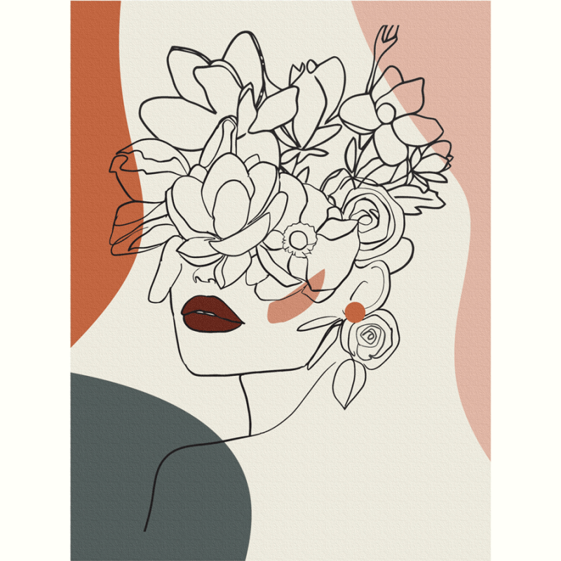 Painting on cardboard with outline "ROSA START" 30*40 "Floral Girl 1" WITHOUT PAINTS /GPA284325/601/
