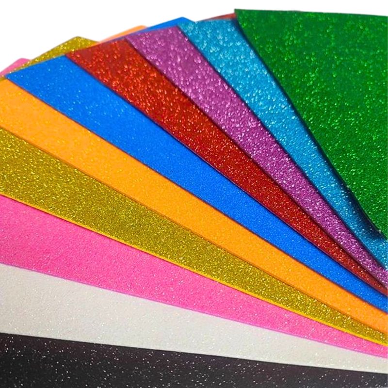 Flexica (foamiran) "Diamond handles" /200581/ EVA 1.8-2.0mm with MIX glitter (10 sheets) (1/100)