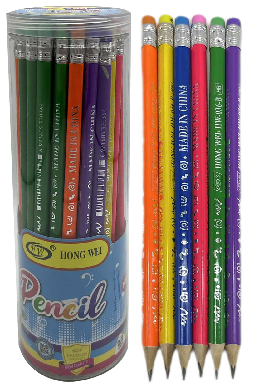 Pencil h/g /HW-036-B/ HB with eraser "Triangular" 48 pcs. in a jar (48/2880)