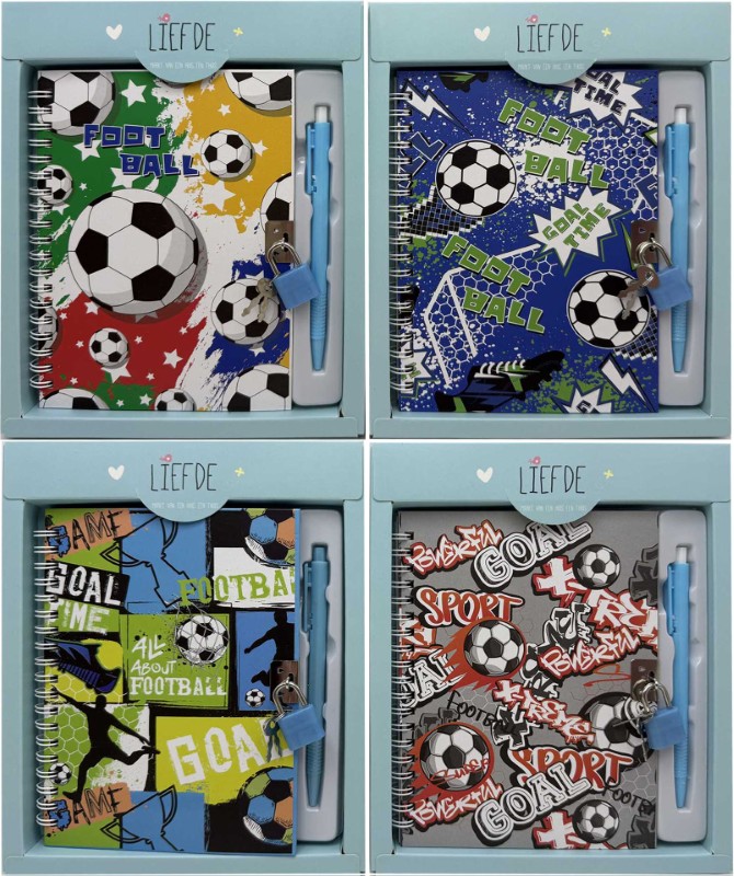 Блокнот 13*18см/45арк. /HS-32-026/ на замочку +руч.кулькова "Football" у коробці (1/20)