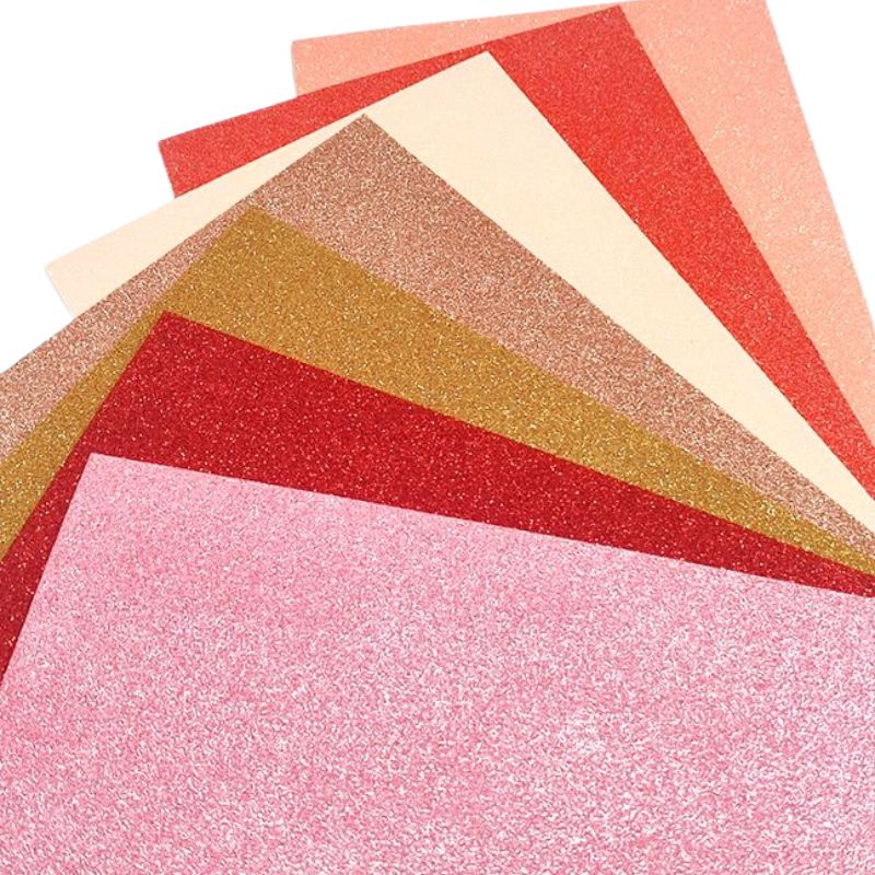 Flexica (foamiran) "Diamond pens" /125470/ EVA 20*30cm 2.0mm with glitter on an adhesive base "Sun palette" (7 sheets) (1/100)