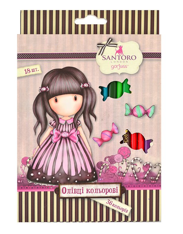 Colored pencils "Yes" 18 colors/36 pcs /290566/ "Santoro Candy" double-sided (1/8/160)