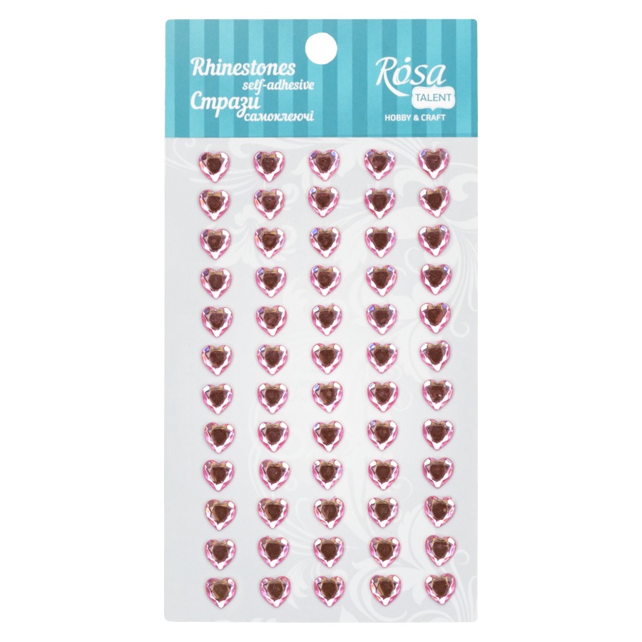 Self-adhesive rhinestones "ROSA Talent" /646/ Hearts, Light pink, 8mm, 60pcs (1/12)