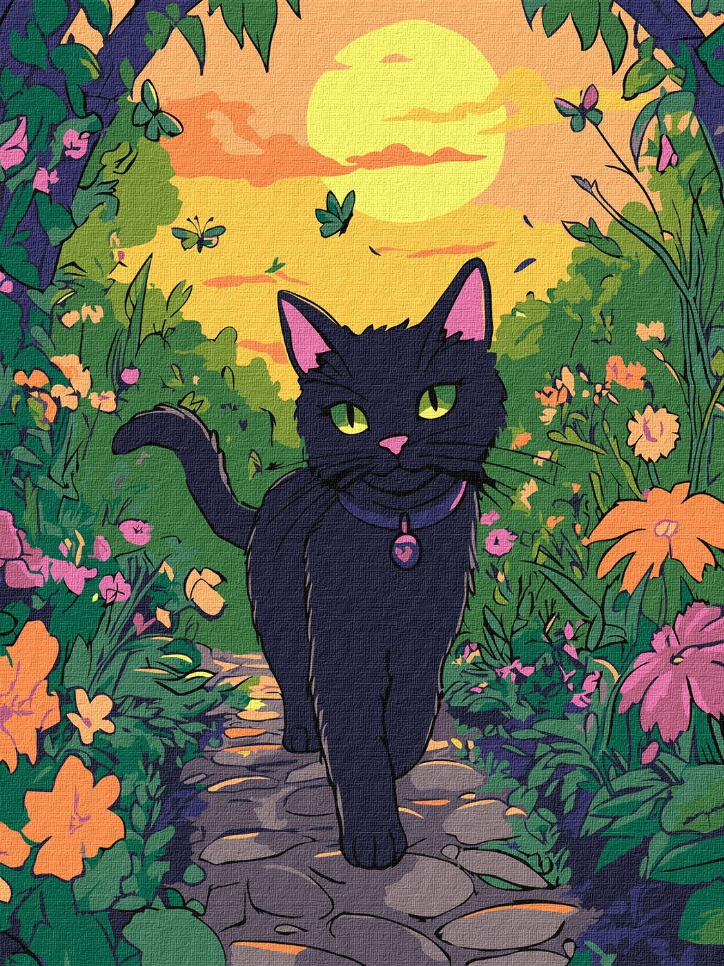 Painting by numbers "Ideyka" /KHO6805/ "Cat in the garden" 30x40cm