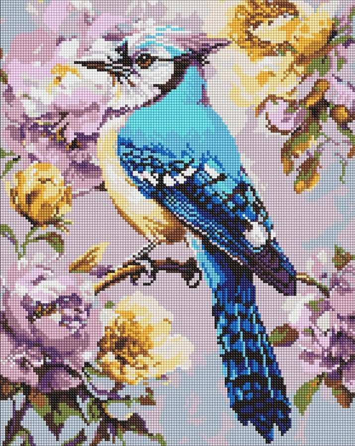 Diamond mosaic "Ideyka" /AMO8294/ "Jay in peonies" 40*50cm
