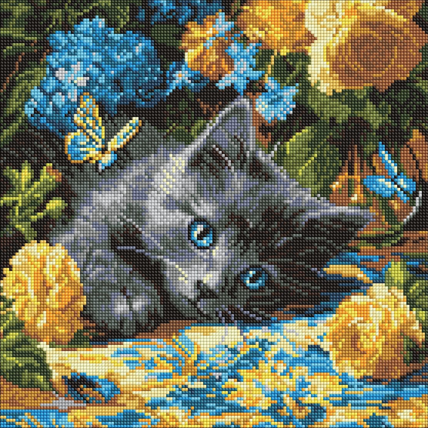 Diamond mosaic "Ideyka" /AMO8340/ "Blue-eyed kitten" 40*40cm