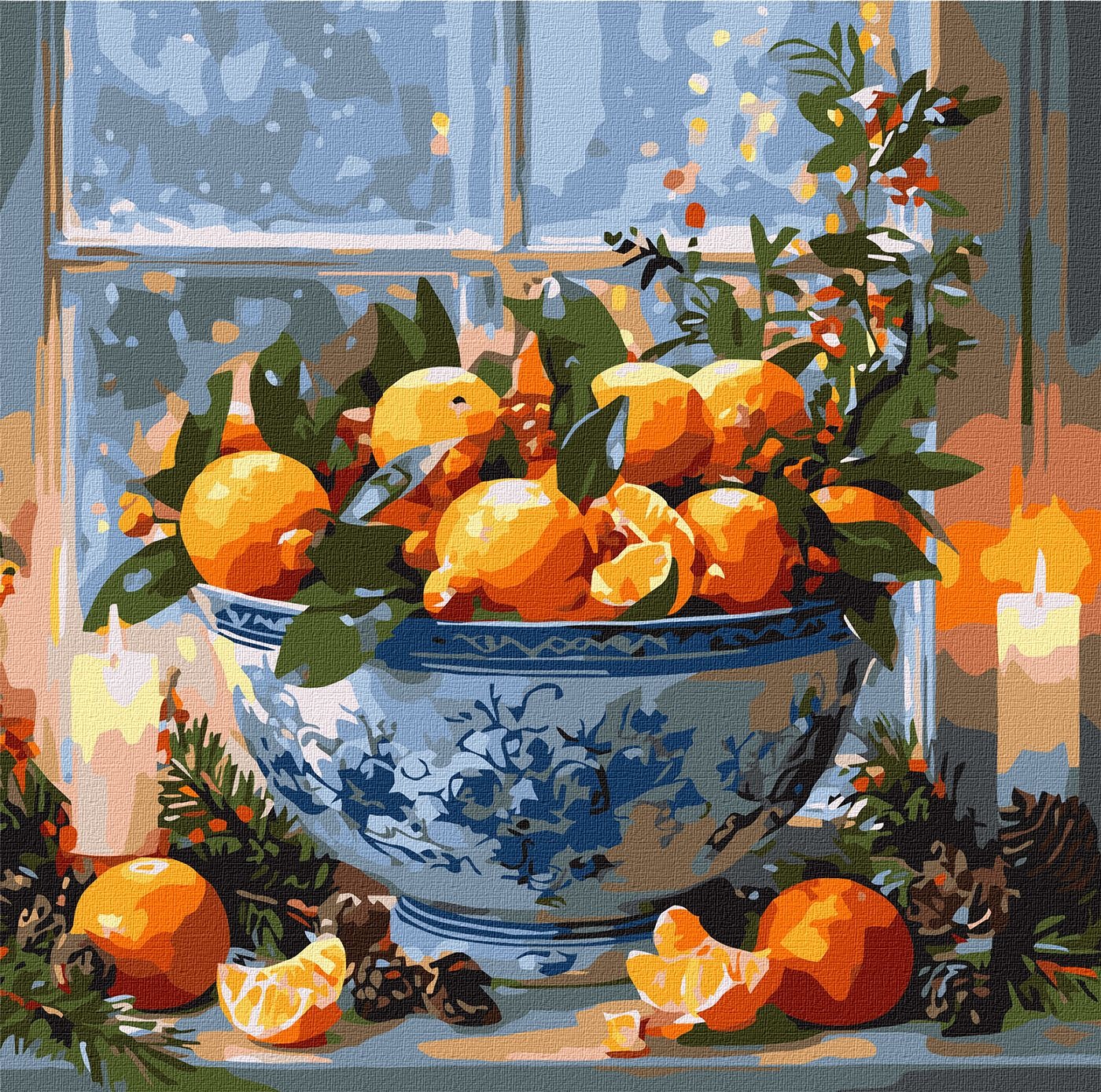 Painting by numbers "Ideyka" /KHO5742/ "Citrus in a vase" 40*40 cm