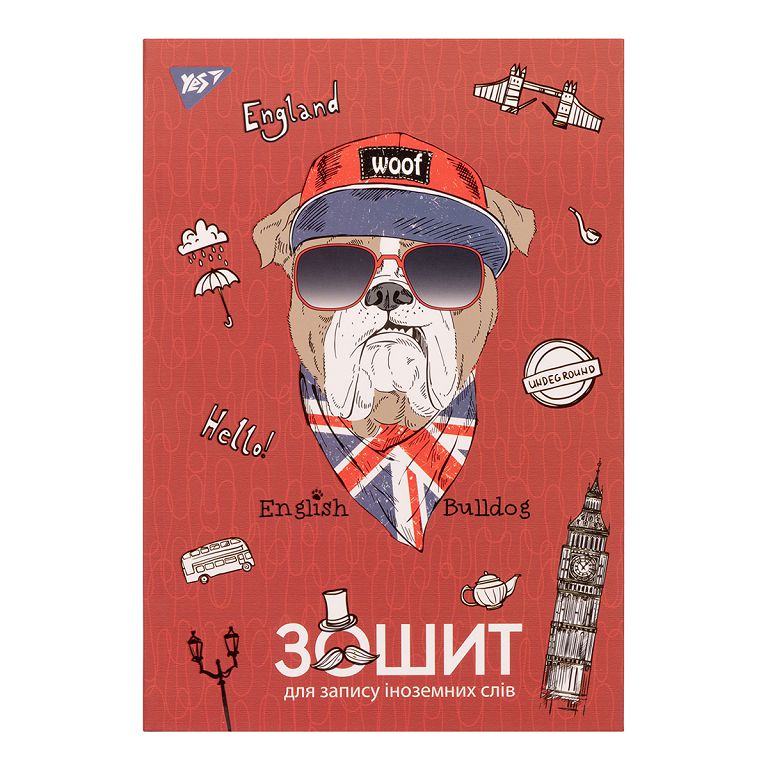 Зошит-словник іноземна мова "YES" /911371/ "Bulldog style" iнтегр., софт-тач + Уф-виб. (1/16)