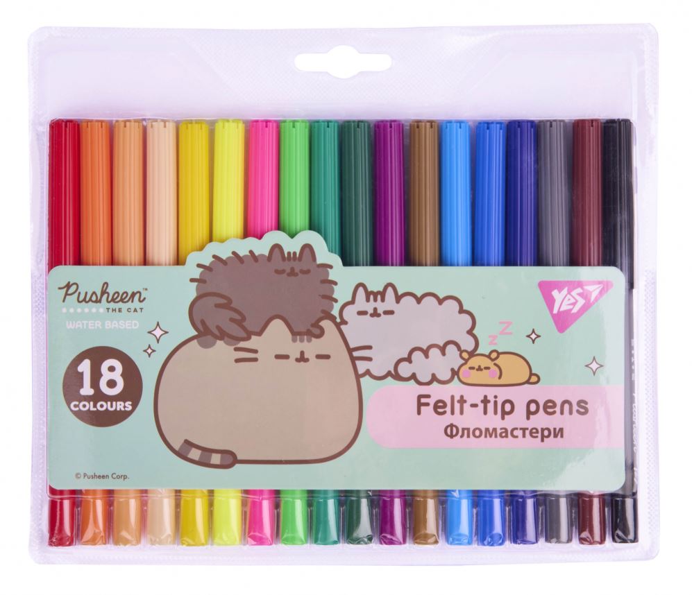 Felt-tip pens "YES" 18 pcs. /650570/ "Pusheen" (1/12/144)