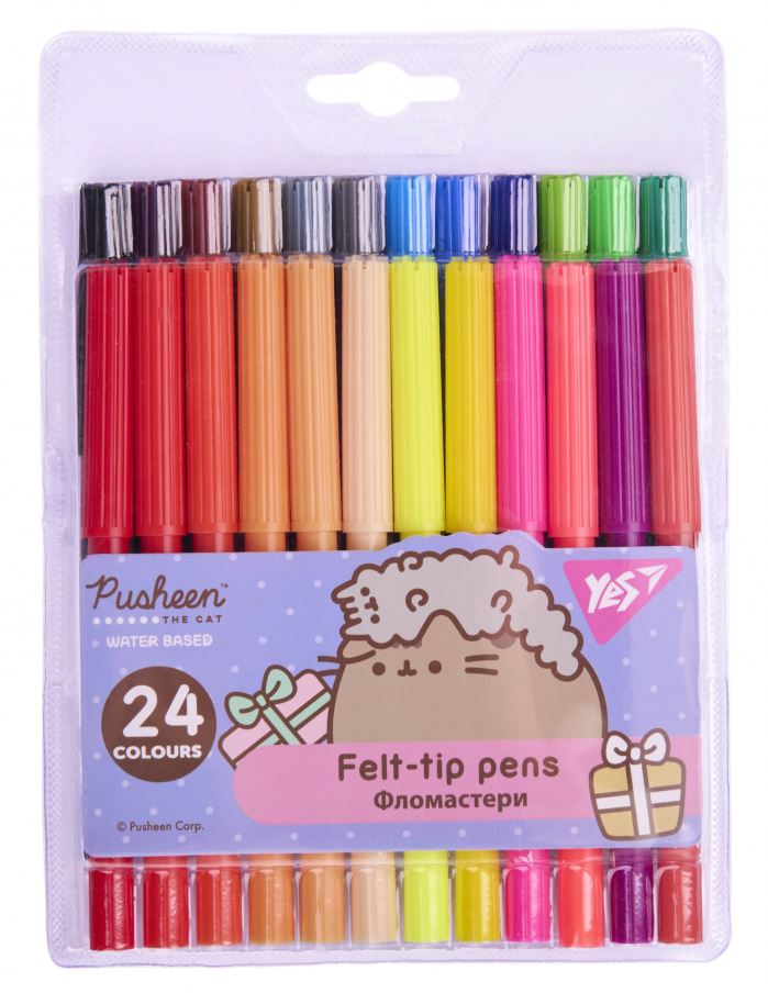 Felt-tip pens "YES" 24 pcs. /650572/ "Pusheen" (1/12/96)