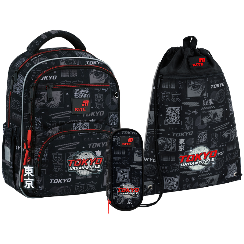 "Kite" set /SET_K26-773M-5/ backpack + pencil case + shoe bag 773 Tokyo (1/6)