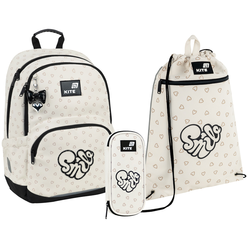 "Kite" set /SET_K26-585M-2/ backpack + pencil case + shoe bag 585 Shimmer&Smile (1/6)