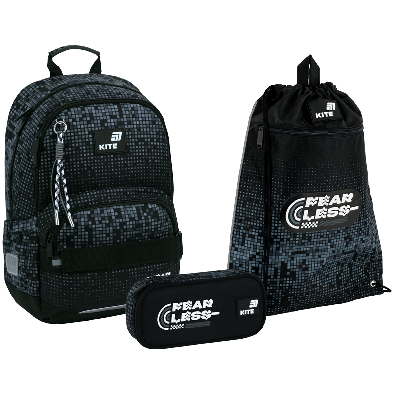 "Kite" set /SET_K26-585M-3/ backpack + pencil case + shoe bag 585 Fearless (1/6)