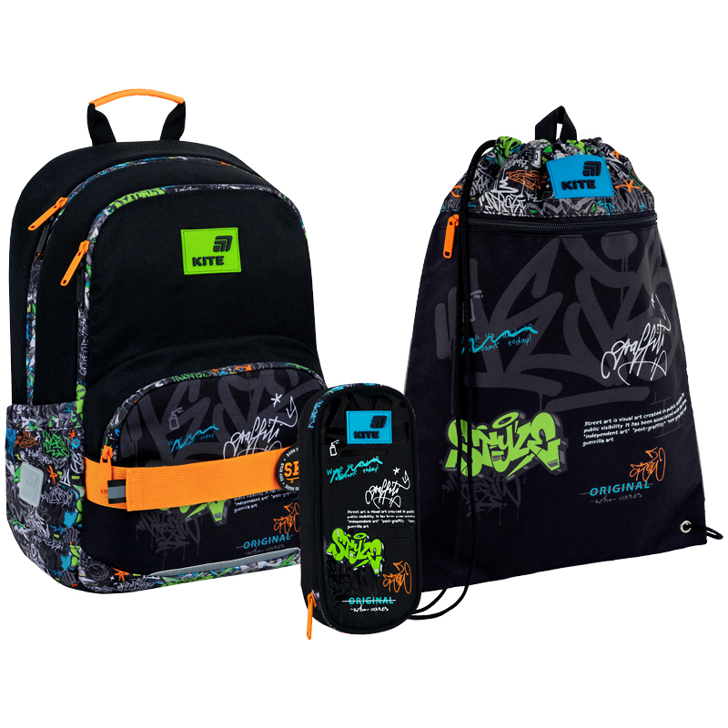 "Kite" set /SET_K26-585M-4/ backpack + pencil case + shoe bag 585 Street Style (1/6)