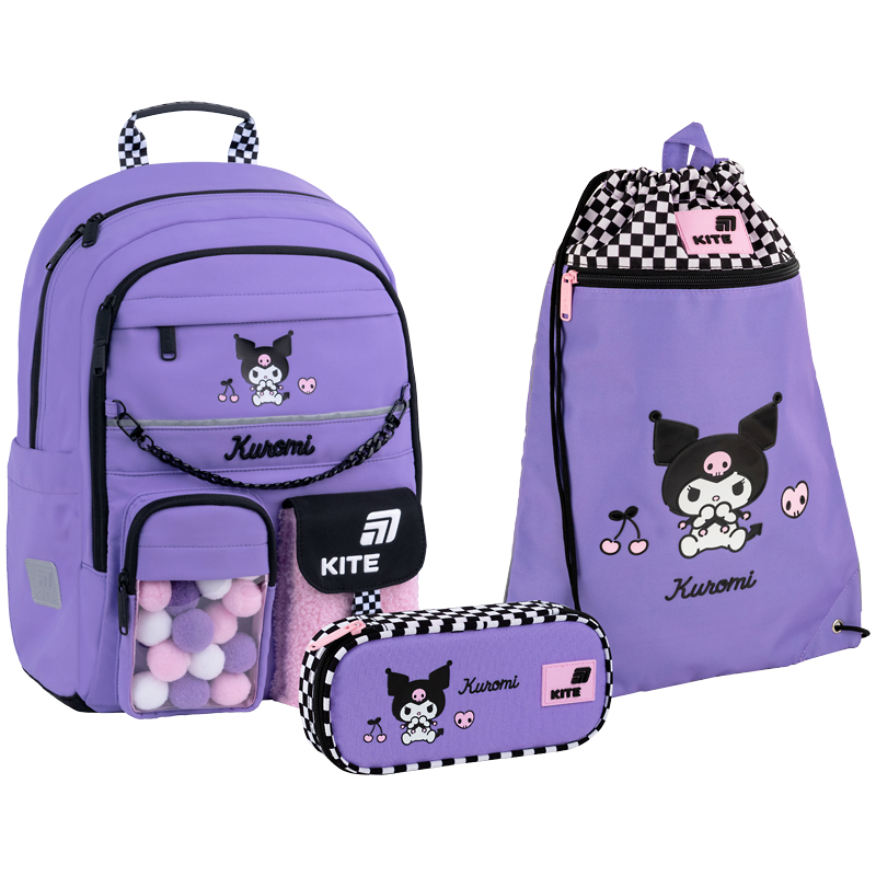 "Kite" set /SET_HK26-584M/ backpack + pencil case + shoe bag 584 Kuromi (1/6)