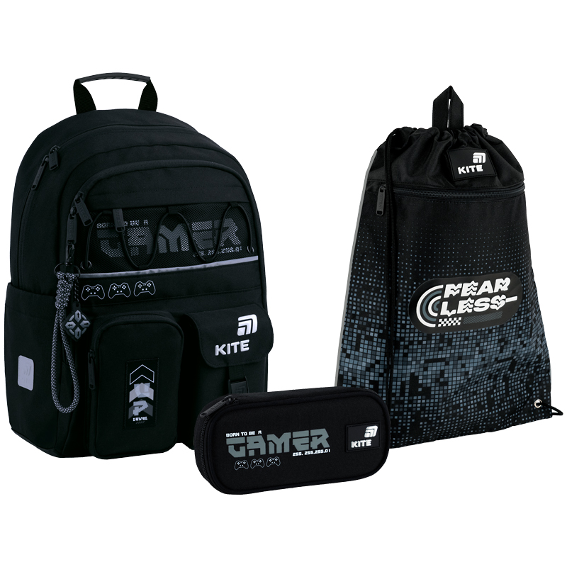 "Kite" set /SET_K26-584M-5/ backpack + pencil case + shoe bag 584 Gamer (1/6)