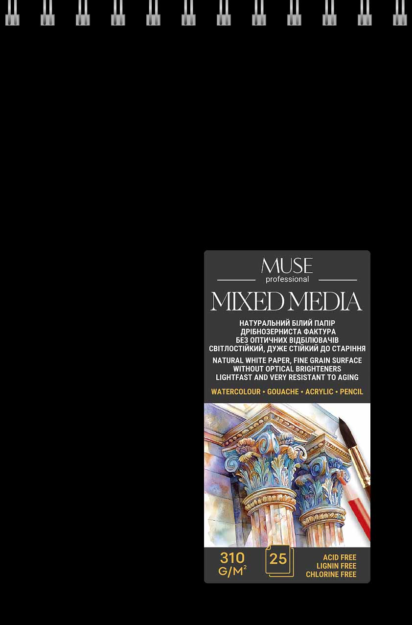 Альбом для змішаних технік малювання "MUSE" A5/25арк./PB-SC-025-345/ спіраль,310 г/м2 (4)