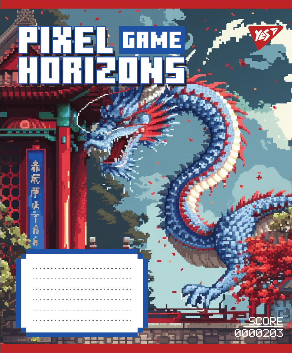 Student's notebook "YES" 12 sheets # /767774/ "Pixel game" (25/500)